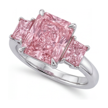 Afbeelding in Gallery-weergave laden, Jubileumring met roze diamant van 4,9 karaat, radiant geslepen