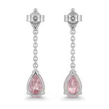 Afbeelding in Gallery-weergave laden, Lange druppeloorhangers met 2,5 karaat labgekweekte peervormige roze diamant in 14k witgoud