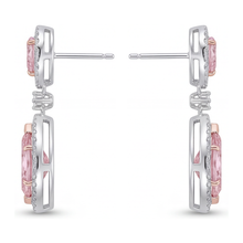 Afbeelding in Gallery-weergave laden, Roze diamanten oorhangers 3,5 karaat labgekweekt marquise halo 14k witgoud