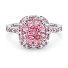 Afbeelding in Gallery-weergave laden, Verlovingsring met roze diamant 3,2 karaat kussenslijpsel