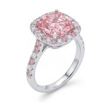 Afbeelding in Gallery-weergave laden, Verlovingsring met roze diamant 3,2 karaat kussenslijpsel
