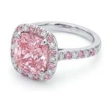 Afbeelding in Gallery-weergave laden, Verlovingsring met roze diamant 3,2 karaat kussenslijpsel