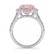 Afbeelding in Gallery-weergave laden, Verlovingsring met roze diamant 3,2 karaat kussenslijpsel