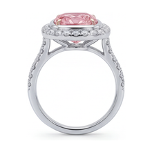 Afbeelding in Gallery-weergave laden, Roze diamanten verlovingsring 3,35 karaat kussenslijpsel