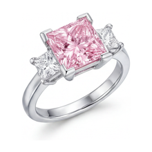 Afbeelding in Gallery-weergave laden, Roze diamanten verlovingsring 3,9 karaat prinsesslijpsel