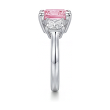 Afbeelding in Gallery-weergave laden, Roze diamanten verlovingsring 3,9 karaat prinsesslijpsel