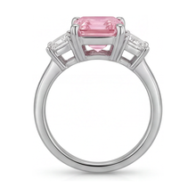 Afbeelding in Gallery-weergave laden, Roze Diamanten Verlovingsring 4 Karaat Smaragdslijpsel