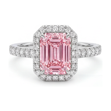 Afbeelding in Gallery-weergave laden, Smaragdgeslepen roze diamanten ring van 2,5 karaat