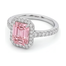 Afbeelding in Gallery-weergave laden, Smaragdgeslepen roze diamanten ring van 2,5 karaat