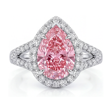 Afbeelding in Gallery-weergave laden, Roze diamanten ring 3,2 karaat peervormig