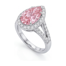 Afbeelding in Gallery-weergave laden, Roze diamanten ring 3,2 karaat peervormig