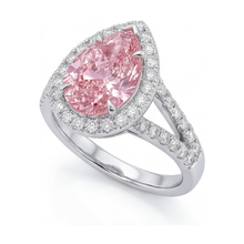 Afbeelding in Gallery-weergave laden, Roze diamanten ring 3,2 karaat peervormig