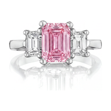 Afbeelding in Gallery-weergave laden, Ring met smaragdgeslepen roze diamant van 3,4 karaat