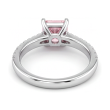 Afbeelding in Gallery-weergave laden, Roze diamanten ring 3,5 karaat labgekweekt princess pavé solitair 14K Witgoud