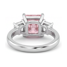 Afbeelding in Gallery-weergave laden, Roze diamanten ring 4,5 karaat labgekweekt princess driesteens 14k witgoud