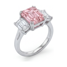 Afbeelding in Gallery-weergave laden, Smaragdgeslepen roze diamanten ring van 4 karaat