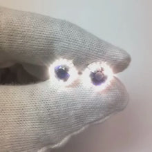 Video laden en afspelen in Gallery-weergave, Ronde Ceylon Sapphire Stud Earring Halo Diamant Goud 2.30 Ct