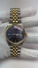 Video laden en afspelen in Gallery-weergave, Goud Horloge Blauwe Wijzerplaat Rolex