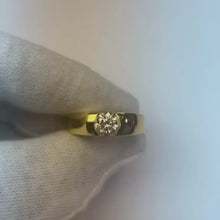 Video laden en afspelen in Gallery-weergave, 1,25 ct, Ronde Briljante Diamant Solitaire Verlovingsring Goud Heren