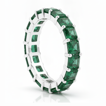 Afbeelding in Gallery-weergave laden, Smaragdring 1,16 karaat echte prinsesgeslepen volledige alliancering 18k witgoud
