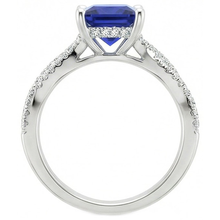 Afbeelding in Gallery-weergave laden, Princess Solitaire Accentring met Ceylonsaffier & uit de aarde gewonnen diamanten, 6 karaat