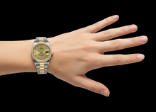 Afbeelding in Gallery-weergave laden, roestvrij staal & goud dames heren Rolex Datum-serie horloge tweekleurig