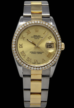 Afbeelding in Gallery-weergave laden, roestvrij staal & goud dames heren Rolex Datum-serie horloge tweekleurig