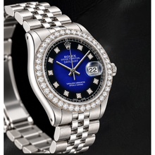 Afbeelding in Gallery-weergave laden, Rolex 1601 Datejust 36mm Blauwe Diamanten Wijzerplaat Roestvrij Staal Horloge