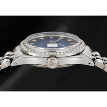 Afbeelding in Gallery-weergave laden, Rolex 1601 Datejust 36mm Blauwe Diamanten Wijzerplaat Roestvrij Staal Horloge