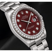Afbeelding in Gallery-weergave laden, Rolex 16200 Datejust 36mm Horloge van Roestvrij Staal met Rode Diamanten Wijzerplaat