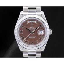 Afbeelding in Gallery-weergave laden, Rolex 41mm Day-Date II 218239 Chocoladebruine Romeinse Wijzerplaat Witgoud President-band 18k