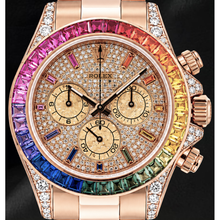 Afbeelding in Gallery-weergave laden, Rolex Cosmograph Daytona 40 mm 116505 Roségoud Horloge met Diamanten Pavé en Regenboog Uurmarkeringen Wijzerplaat