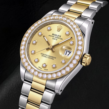 Afbeelding in Gallery-weergave laden, Rolex Date 15223 34mm Champagne Diamanten Wijzerplaat Tweekleurig Horloge
