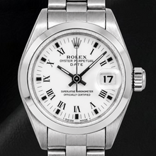 Afbeelding in Gallery-weergave laden, Rolex Date 69160 26mm Witte Romeinse Wijzerplaat Roestvrij Staal Horloge