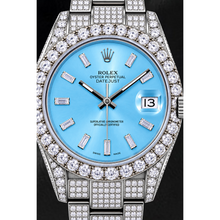 Afbeelding in Gallery-weergave laden, Rolex Datejust 116200 36mm IJsblauwe Baguette Diamanten Wijzerplaat Roestvrij Staal Horloge