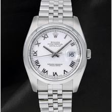 Afbeelding in Gallery-weergave laden, Rolex Datejust 116200 36mm Witte Romeinse Wijzerplaat Roestvrij Staal Horloge