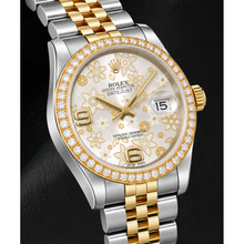 Afbeelding in Gallery-weergave laden, Rolex Datejust 116243 36mm Zilverkleurige Gebloemde Arabische Wijzerplaat Tweekleurig Horloge