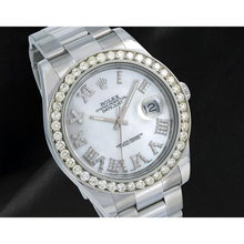 Afbeelding in Gallery-weergave laden, Rolex Datejust 116300 41 mm Wit Parelmoer Romeinse Diamanten Wijzerplaat Roestvrij Staal Horloge