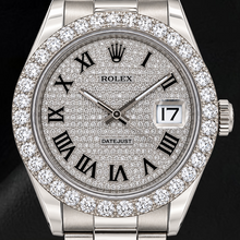 Afbeelding in Gallery-weergave laden, Rolex Datejust 116300 41mm Roestvrij Staal Horloge met Diamant Pavé Romeinse Wijzerplaat
