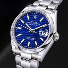 Afbeelding in Gallery-weergave laden, Rolex Datejust 126200 36 mm Roestvrij Staal Horloge met Lichtgevende Wijzerplaat met Blauw Motief