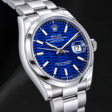 Afbeelding in Gallery-weergave laden, Rolex Datejust 126200 36 mm Roestvrij Staal Horloge met Lichtgevende Wijzerplaat met Blauw Motief