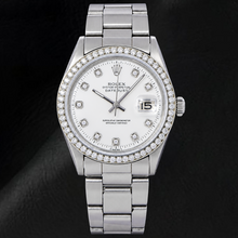Afbeelding in Gallery-weergave laden, Rolex Datejust 1601 36mm Roestvrij Staal Horloge met Witte Diamanten Wijzerplaat