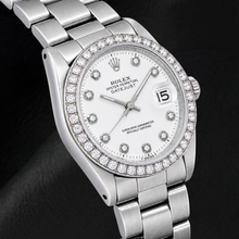 Afbeelding in Gallery-weergave laden, Rolex Datejust 1601 36mm Roestvrij Staal Horloge met Witte Diamanten Wijzerplaat