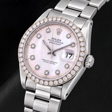 Afbeelding in Gallery-weergave laden, Rolex Datejust 1601 36mm Roze Parelmoer Diamanten Wijzerplaat Roestvrij Staal Horloge