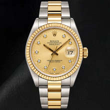 Afbeelding in Gallery-weergave laden, Rolex Datejust 16013 36mm Champagne Diamanten Wijzerplaat Tweekleurig Horloge