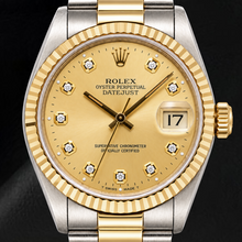 Afbeelding in Gallery-weergave laden, Rolex Datejust 16013 36mm Champagne Diamanten Wijzerplaat Tweekleurig Horloge