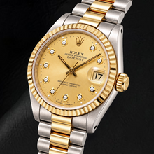 Afbeelding in Gallery-weergave laden, Rolex Datejust 16013 36mm Champagne Diamanten Wijzerplaat Tweekleurig Horloge