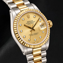 Afbeelding in Gallery-weergave laden, Rolex Datejust 16013 36mm Champagne Diamanten Wijzerplaat Tweekleurig Horloge
