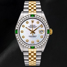 Afbeelding in Gallery-weergave laden, Rolex Datejust 16013 36mm Wit Parelmoer Diamanten Wijzerplaat Tweekleurig Horloge