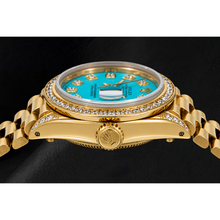 Afbeelding in Gallery-weergave laden, Rolex Datejust 26 mm 6917 Turkoois Diamanten Wijzerplaat Geelgoud Horloge